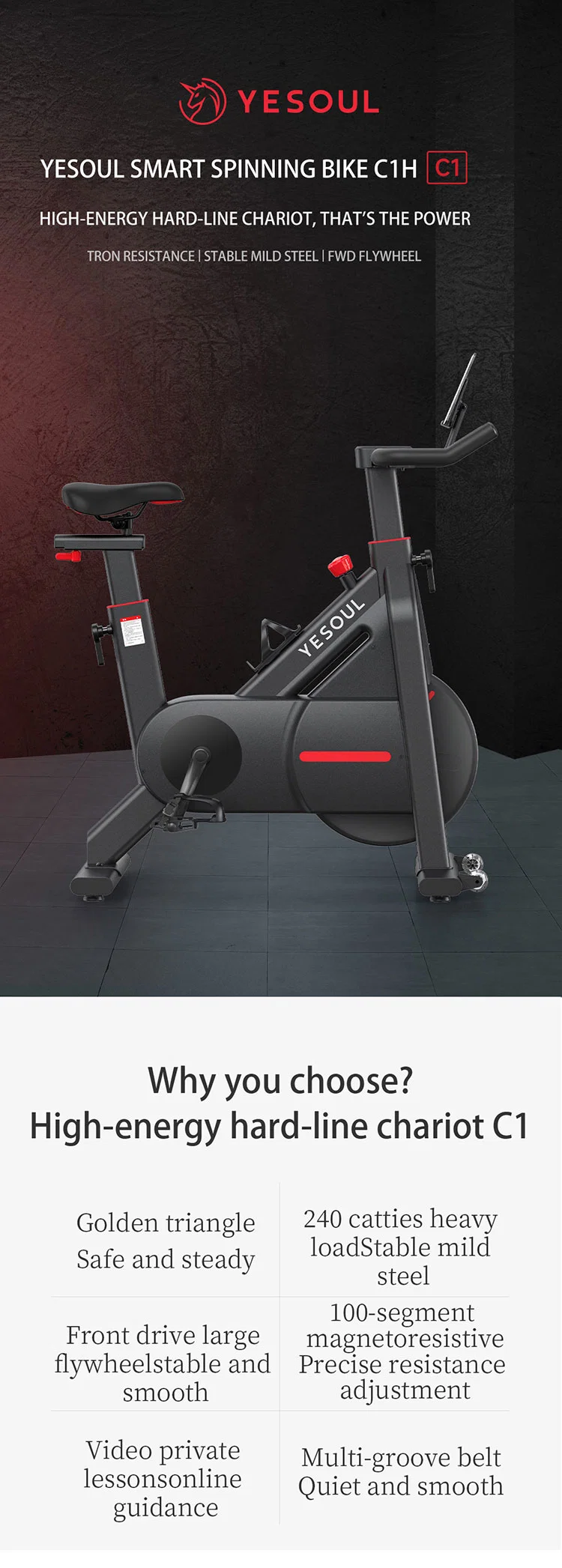 Yesoul New Commercial Indoor Training Home Gym Fitness Equipment Exercise Machine Magnetic Spinning Exercise Home Fitness Spin Bike Sports Bike